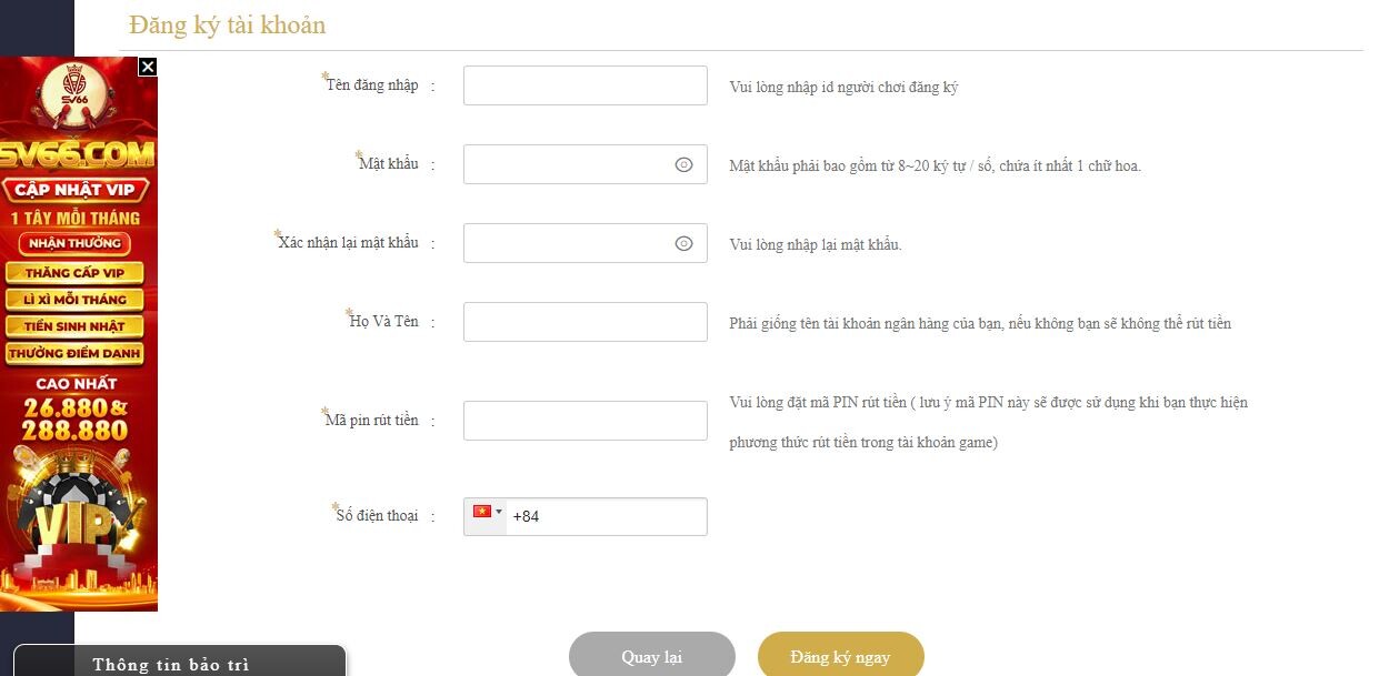 Anh em tạo tài khoản cá cược tại SV66 