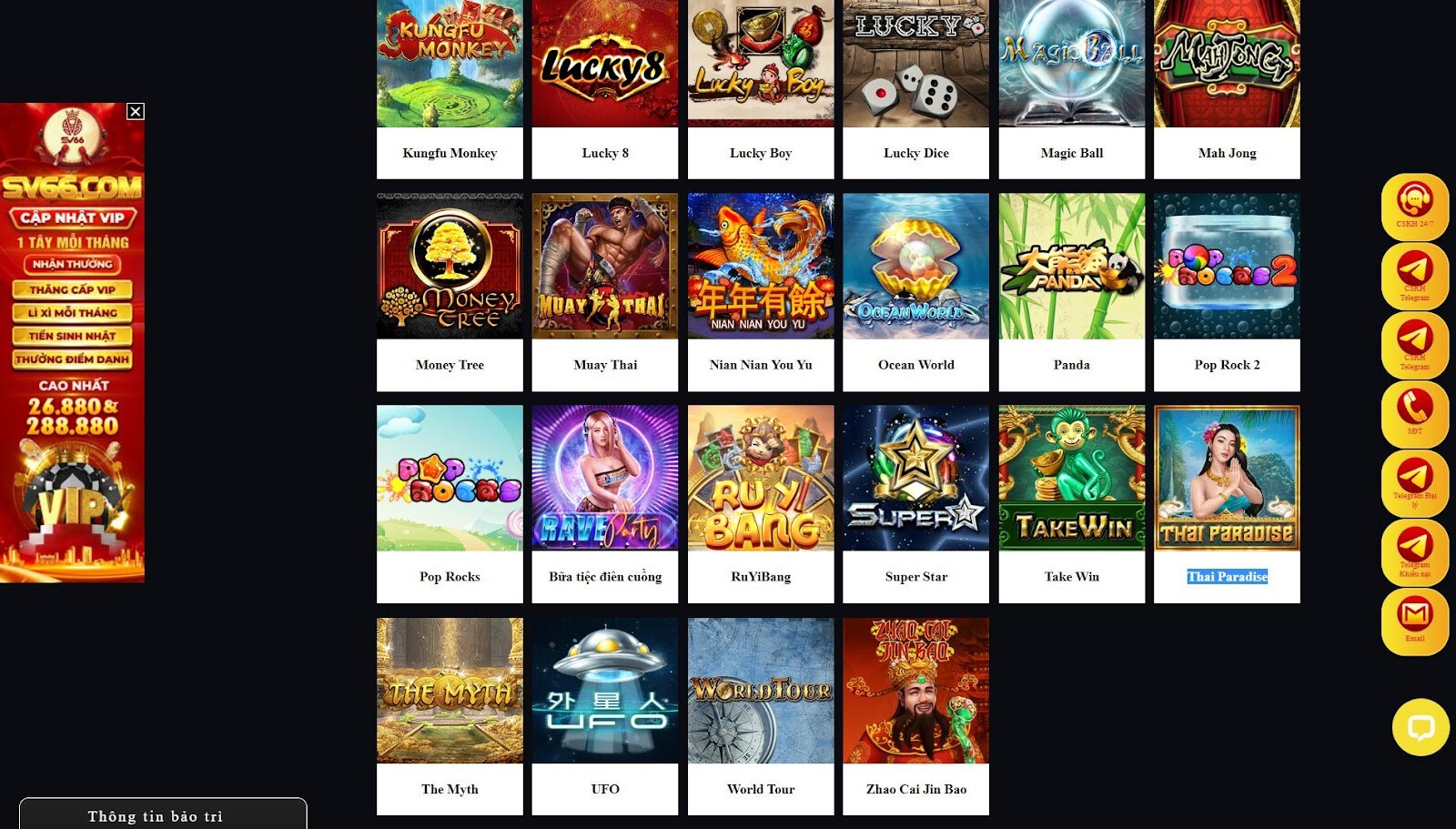 Thai Paradise SV66 - Game quay hũ chứa giá trị thưởng khủng 10 Nhà cái SV66 tạo điều kiện thuận lợi tối đa cho anh em giải trí