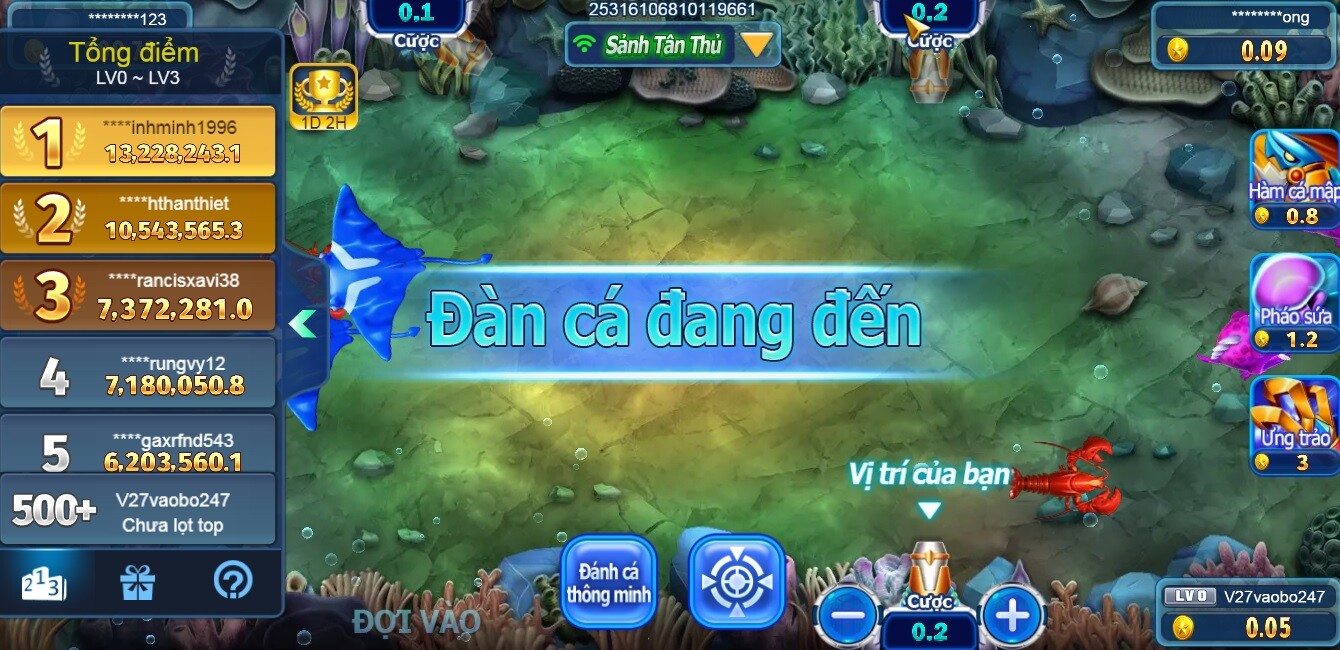 Dàn sao đánh cá SV66 - Hướng dẫn cách chơi chi tiết 7 Giao diện khi vào game Dàn sao đánh cá của nhà cái SV66