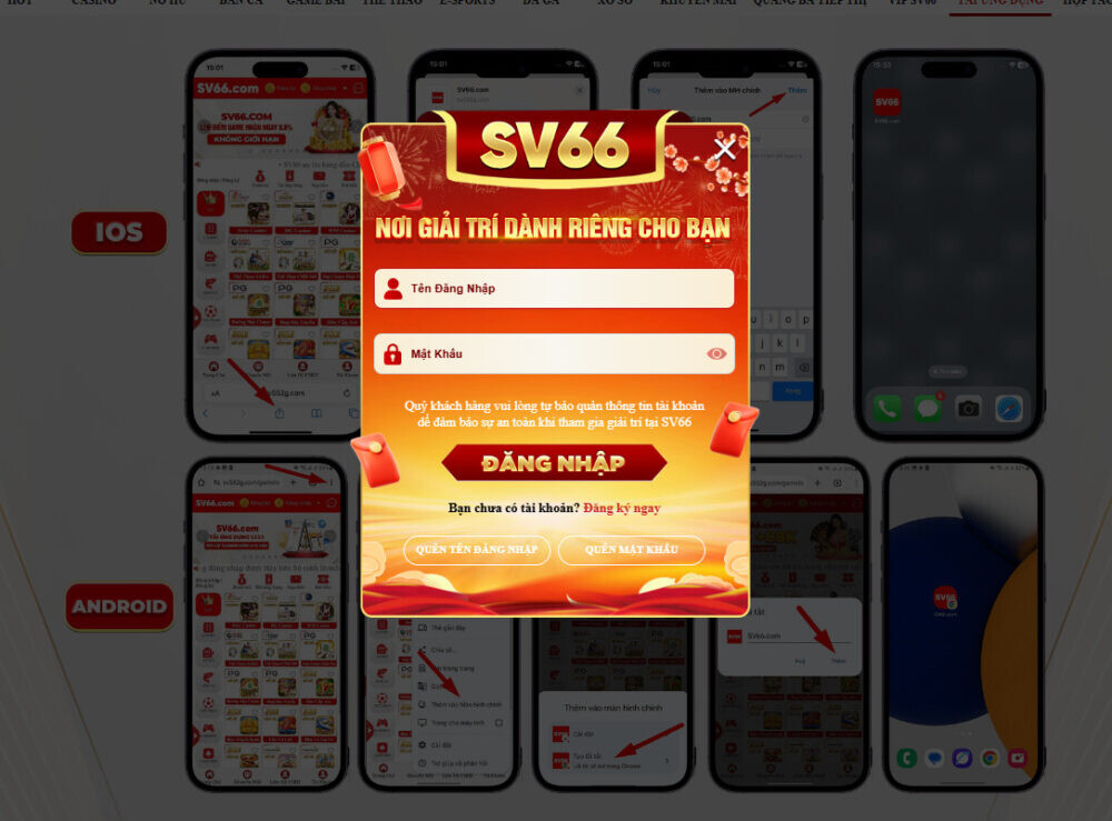 Anh em đăng nhập tài khoản thành viên tại SV66