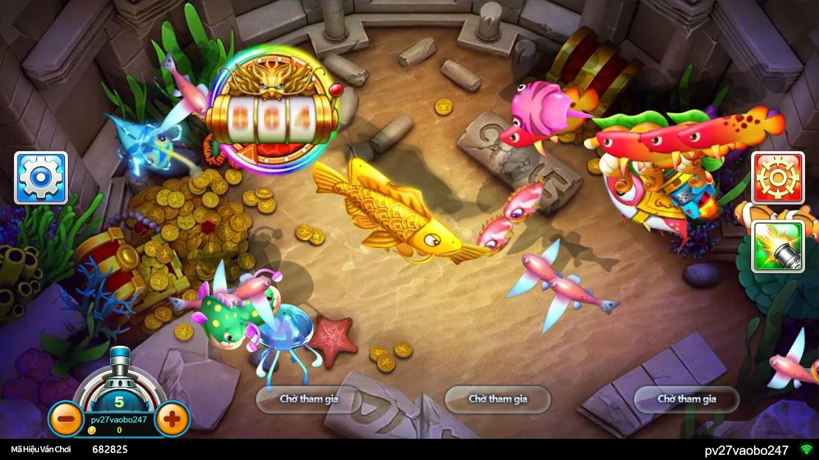 Rồng Vàng SV66 - Game bắn cá săn thưởng với lối chơi đặc biệt 7 Anh em điều khiển hướng súng rồi nhắm bắn mục tiêu trong game Rồng Vàng