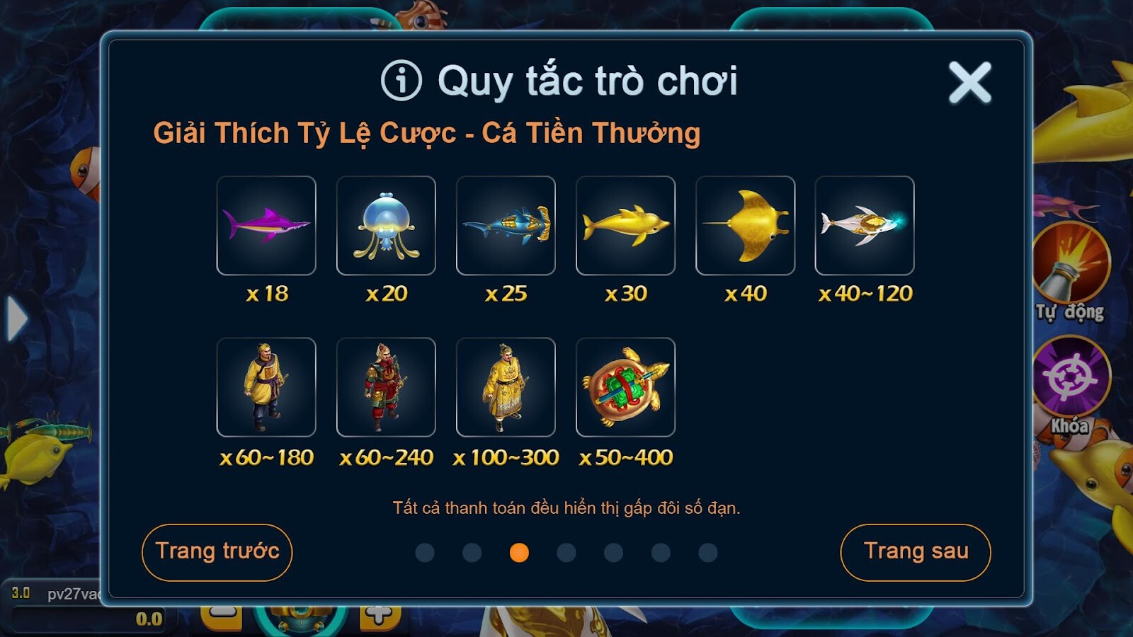 Tỷ lệ cược cho cá tiền thưởng